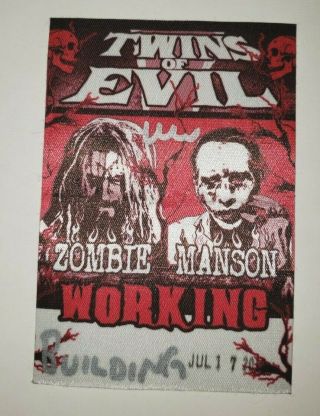 Rob Zombie / Marilyn Manson Backstage Pass Twins Of Evil Tour 2019 Unpeeled