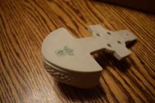 Belleek Fine China Celtic Cross Holy Water Font Hand Crafted in Ireland GREEN 3