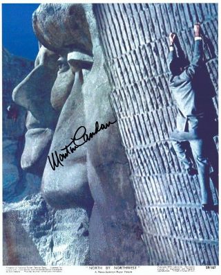 Martin Landau Signed North By Northwest Color 8x10 W/ Mount Rushmore Scene