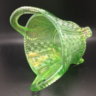 Northwood Antique Carnival Glass Ice Green Bushel Basket One