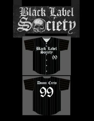 Black Label Society Baseball Jersey Sz 44 M Medium Bls Zakk Wylde Shirt