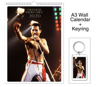 Freddie Mercury Queen 2020 Wall Holiday Calendar,  Keyring