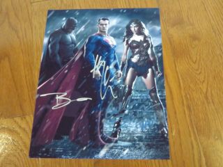Gal Gadot Henry Cavill Ben Affleck Photo Autograph Signed 8.  5x11 Justice League