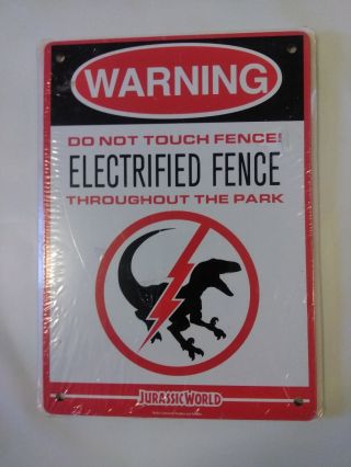 Jurassic World Metal Sign Electrified Fence Warning Jurassic Park Dinosaur Mm23