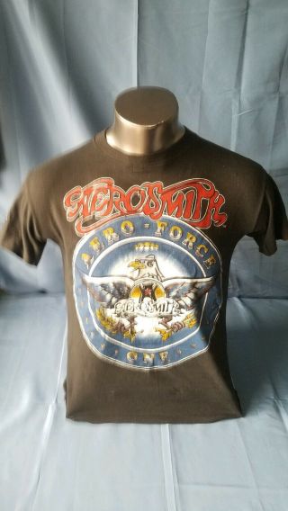 Vintage 1986 Aerosmith Aero Force One Done With Mirrors Tour Concert Shirt Large