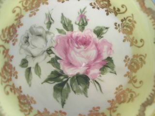 Foley Pink And White Cabbage Rose Heavy Gold Gilt Yellow Cup And Saucer