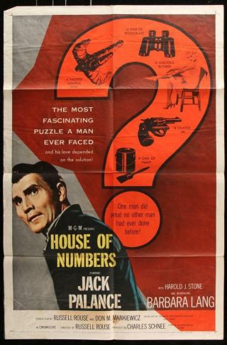 1957 Release 27x41 One Sheet Poster House Of Numbers Jack Palance