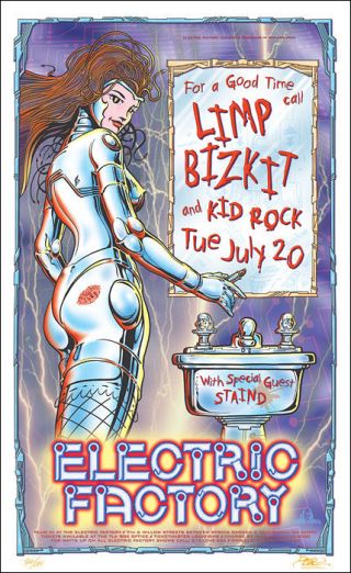 Limp Bizkit Kid Rock Staind 1999 Signed & Numbered Concert Poster