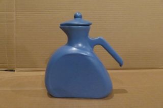 Vintage Tudor Pottery Catalina Blue Glaze Carafe Pitcher California Rare Handle