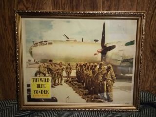 Rare 1950s The Wild Blue Yonder Lobby Card Framed Antique Movie Poster Vintage
