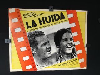 1972 " The Getaway " Steve Mcqueen And Ali Macgraw Authentic Mexican Lobby Card