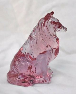 Mosser Collie / Sheltie Cranberry Glass Dog Figurine
