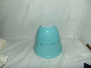 Pyrex Mixing Bowls 401 402 Turquoise Blue Solid