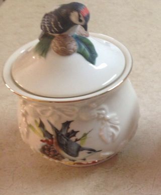 Lenox Winter Greetings Hard To Find Rare Sugar Bowl With Lid 3 7/8 " X 5 1/4 "