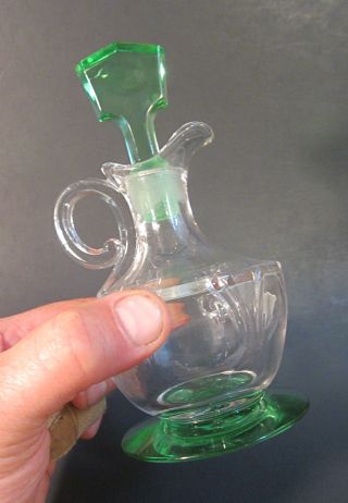 Heisey Elegant Glass Empress Moongleam Green Crystal Footed 4oz Oil Cruet Bottle