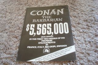 Conan The Barbarian 1982 Box Office Ad Arnold Schwarzenegger,  Sandahl Bergman