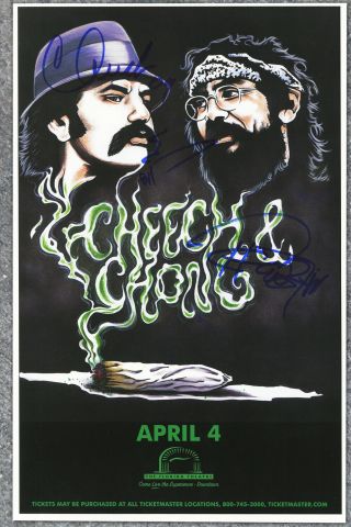 Cheech & Chong Autographed Live Show Poster Cheech Marin & Tommy Chong