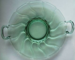 Vhtf Fostoria Jamestown Handled Green Glass 11 1/2 " Cake Tray