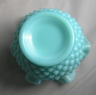 RARE Size Fenton Turquoise Blue Milk Glass Ruffled Hobnail 4 1/4” Ball Vase EXC. 4