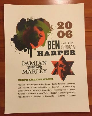 Ben Harper And Damian “junior Gong” Marley Concert Poster 2006