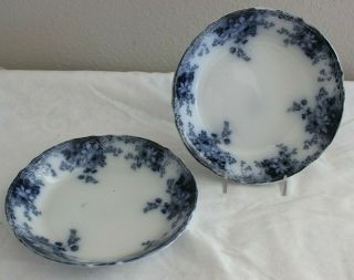 2 Antique 1900c Alfred Meakin Harvard Flow Blue Semi Porcelain 7 " Bowls