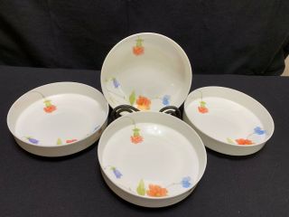 Mikasa " Just Flowers " A4 - 182 Set Of 4 Soup Bowls 6 1/2 "