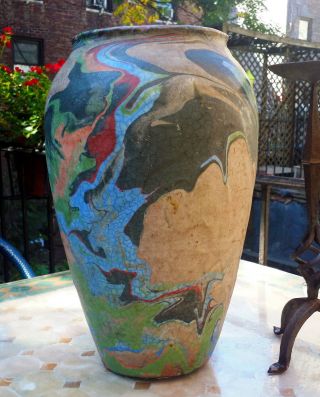 Ozark Roadside Tourist Pottery 15 Inch Tall Vase Swirl Arts Crafts Mission