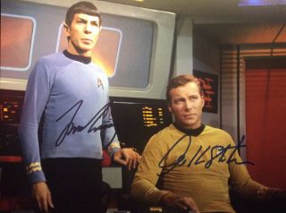 William Shatner 8 - 10 Signed Photo Star Trek Leonard Nimoy Great