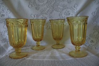 Set Of 4 Yellow Imperial Old Williamsburg Tea Glasses/ Goblets