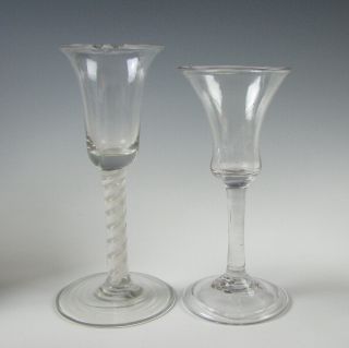 Antique 18th/19th Century Blown Flint Glass Wines One Air Twist Stem As - Is