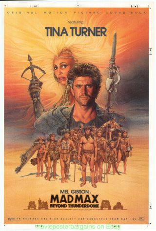 Mad Max Beyond Thunderdome Movie Poster 27x41 Soundtrack Richard Amsel