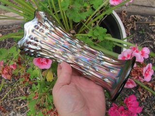 Fenton April Showers Antique Carnival Glass Iridescent Amethyst Vase Art Lovely