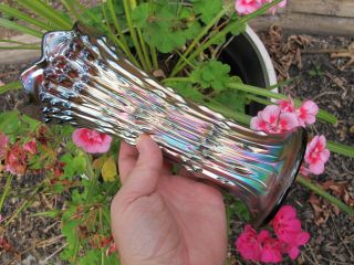 FENTON APRIL SHOWERS Antique Carnival Glass Iridescent Amethyst VASE ART LOVELY 4