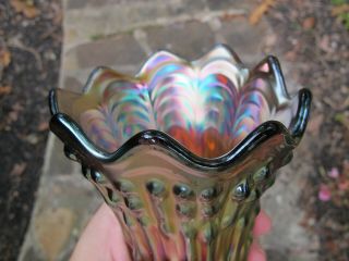 FENTON APRIL SHOWERS Antique Carnival Glass Iridescent Amethyst VASE ART LOVELY 6