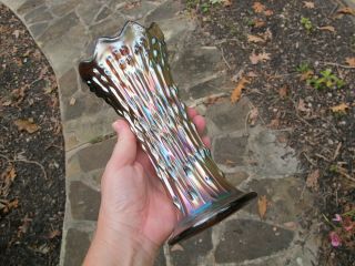 FENTON APRIL SHOWERS Antique Carnival Glass Iridescent Amethyst VASE ART LOVELY 7