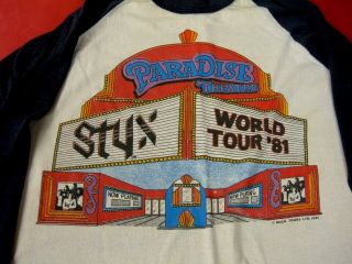 Styx " 1981,  World Tour Paradise Theatre " Concert T Shirt Nm - Size Medium