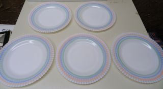 Set Of 5 Macbeth Evans Pastel Petalware Dinner Plates