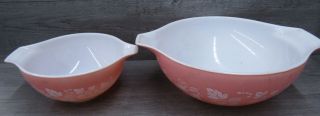 Set Of Two Pyrex Ovenware Cinderella Mixing Bowls Pink Gooseberry