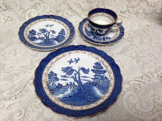 Vintage,  Booths Old Willow A8025 England,  4 - Pc Blue Willow Tea - Dinner Set