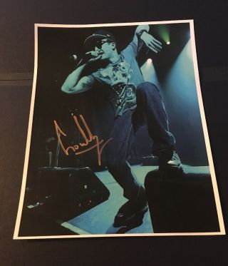 Chris Webby Signed 8.  5x11 Photo Rapper On Stage Copper Ink