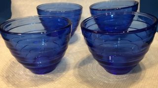 Moderntone Hazel Atlas Cobalt Blue Custard Punch Cups Depression Glass