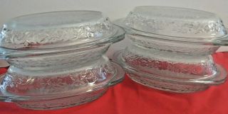 Set Of 4 Princess House Fantasia Crystal Individual Casserole Dish With Lid 8 Pc