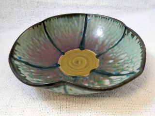 Jeffrey Kleckner Floral Serving Bowl Studio Art Pottery Ceramic Abstract Flower