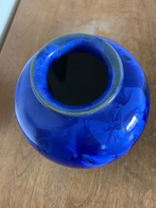 Blue Crystalline Art Pottery Vase SIGNED BY ARTIST 6