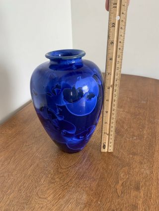 Blue Crystalline Art Pottery Vase SIGNED BY ARTIST 8