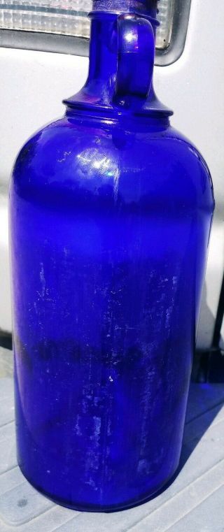 Vintage Hazel Atlas cobalt blue Glass One Quart Jug Jar Bottle K - 425 4