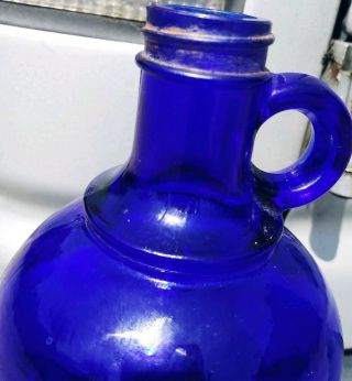 Vintage Hazel Atlas cobalt blue Glass One Quart Jug Jar Bottle K - 425 5