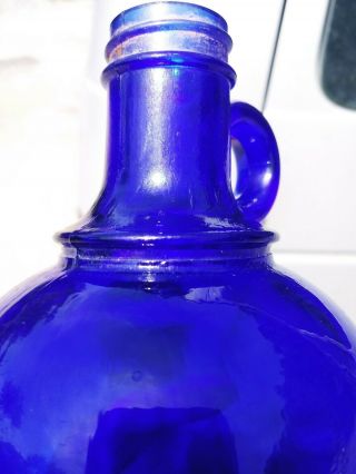 Vintage Hazel Atlas cobalt blue Glass One Quart Jug Jar Bottle K - 425 6
