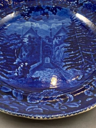 Historical Dark Blue Staffordshire 19c Plate Antique La Grange Marquis Lafayette 4