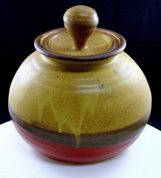Ken Booth Signed Northwest Art Pottery Large Drip Glaze Angled 9 1/4 " Lidded Jar